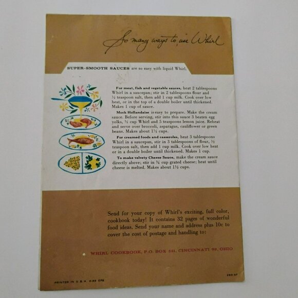 Vintage P&G Procter & Gamble Whirl Instant Shortening Ad Recipe Booklet 1950s - Picture 2 of 2